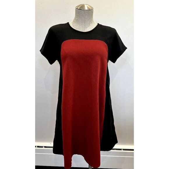 Kate Spade Short Sleeve Color Block Shift Dress in Red/Black Size 0 - Picture 1 of 6